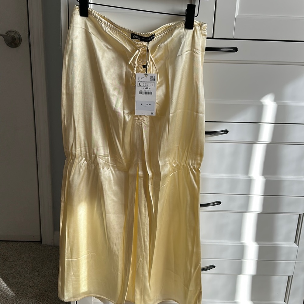 Zara Yellow Satin Skirt
